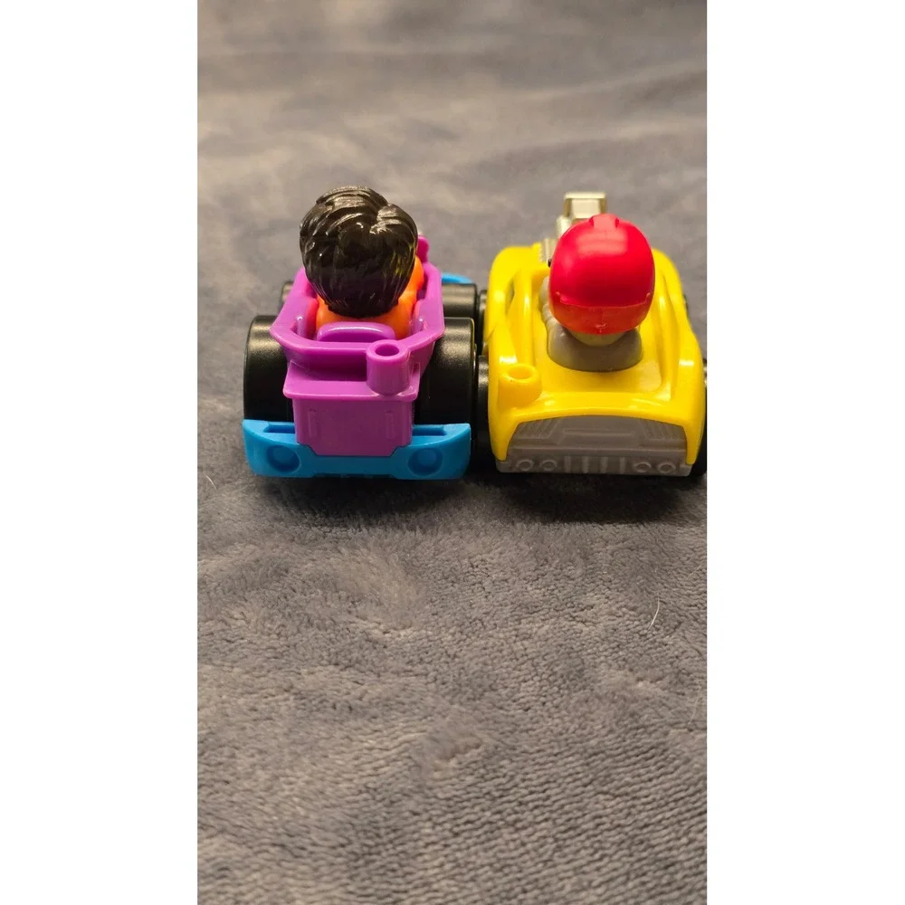 Fisher Price Little People Hot Wheels Racing Cars Purple Hot Rod Yellow Racer